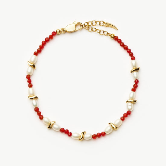 Savi Seed Pearl Beaded Bracelet | Red Quartz & Pearl Bracelets Missoma 