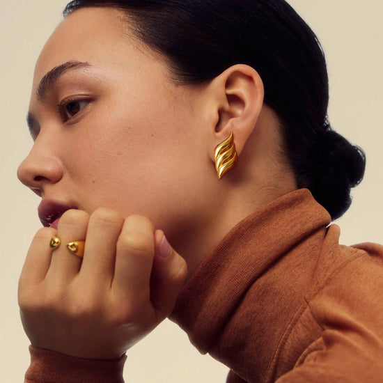 Savi Signature Oversized Stud Earrings | 18k Gold Plated Earrings Missoma 