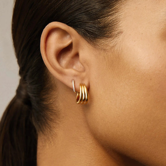 Savi Triple Ridge Hoop Earrings | 18k Gold Vermeil Earrings Missoma 