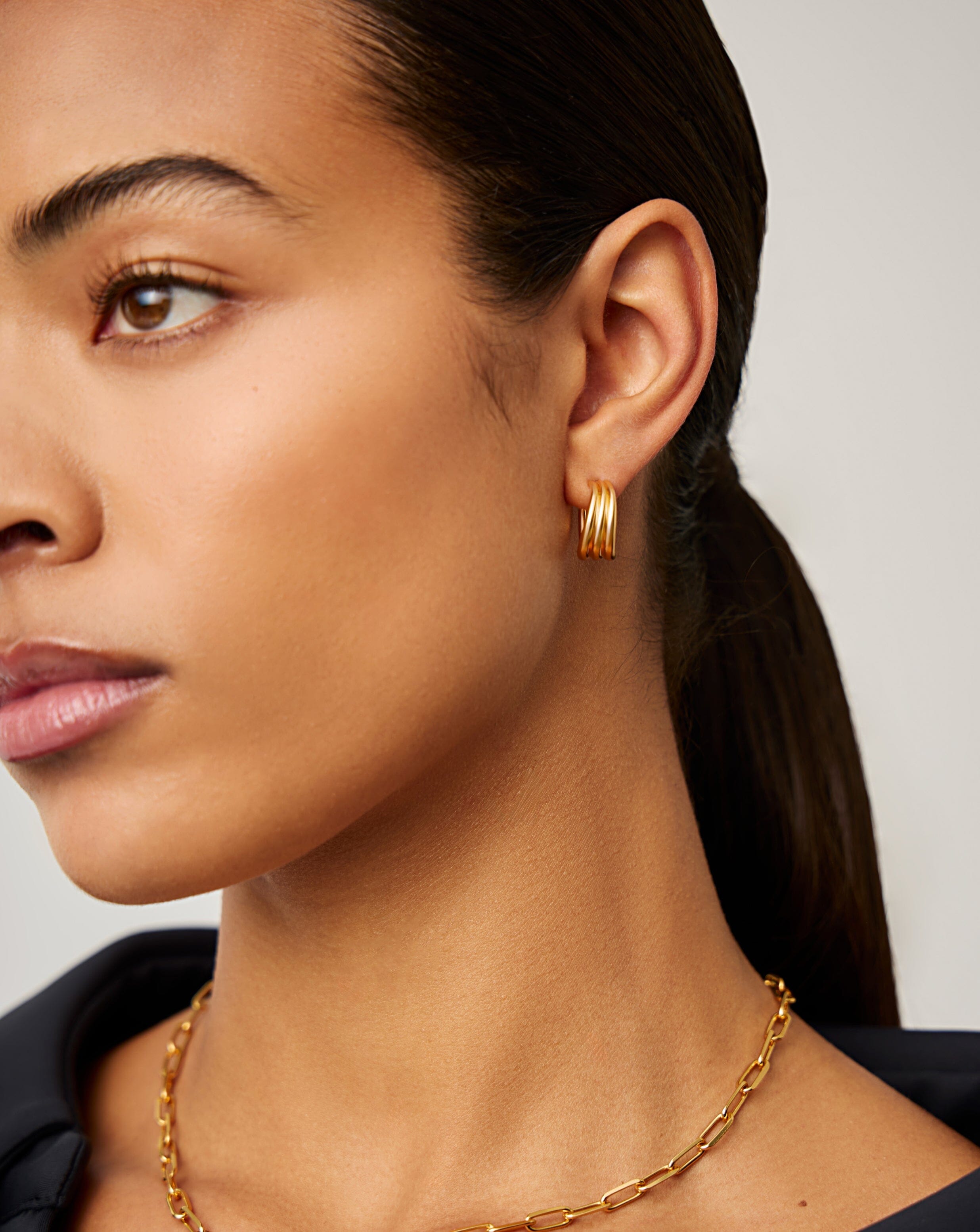 Savi Triple Ridge Hoop Earrings | 18k Gold Vermeil Earrings Missoma 