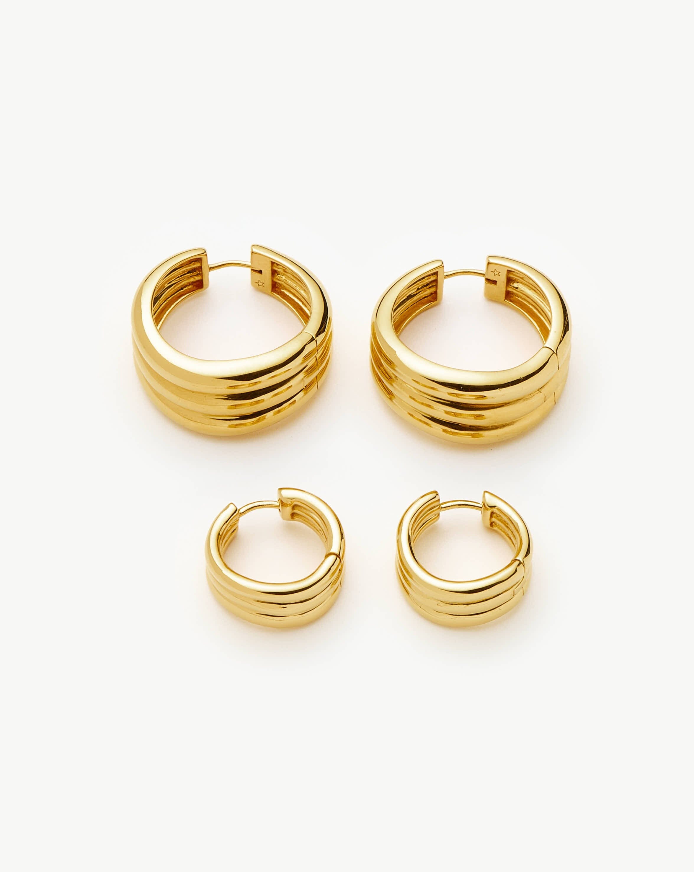 Savi Triple Ridge Hoop Earrings | 18k Gold Vermeil Earrings Missoma 