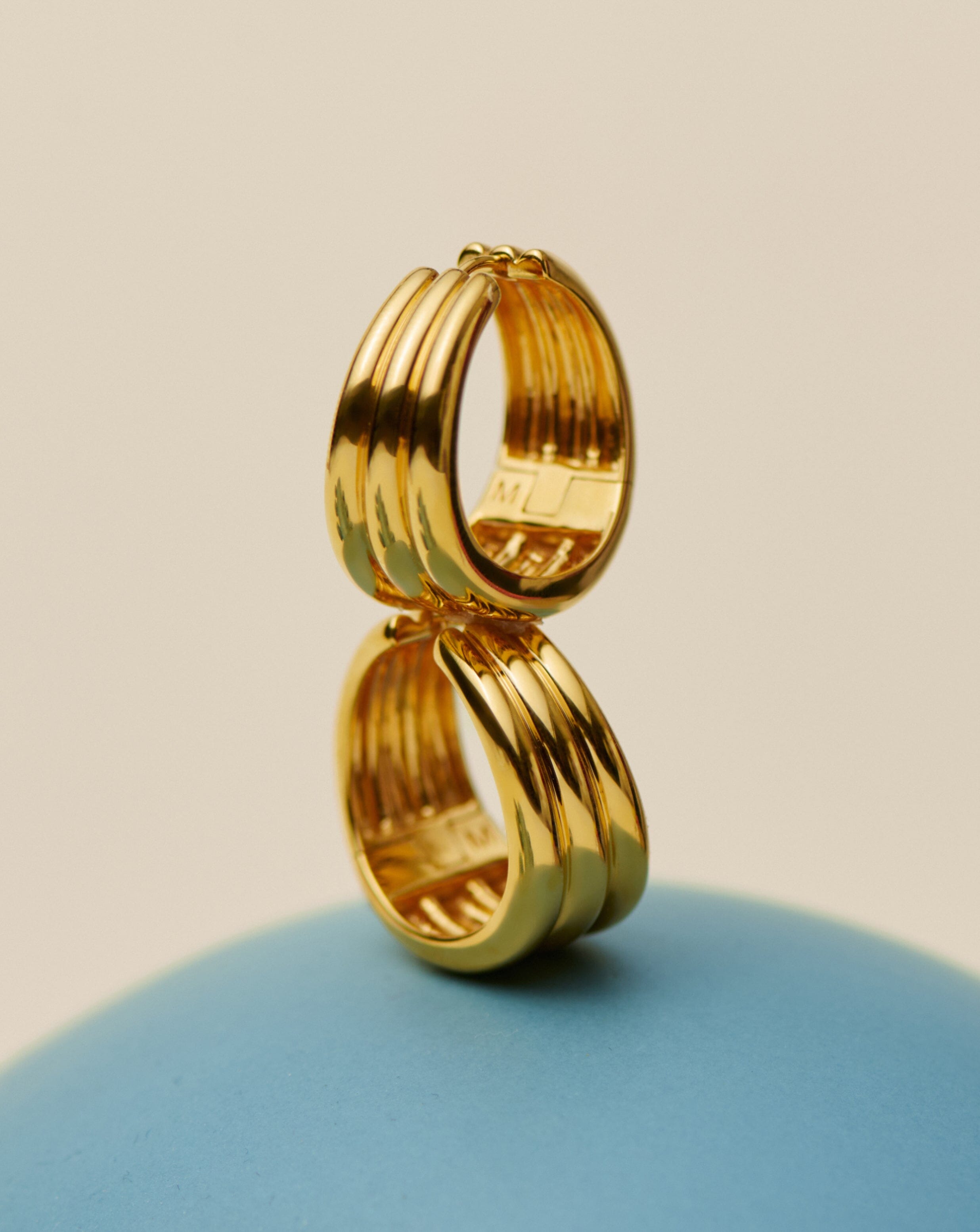 Savi Triple Ridge Hoop Earrings | 18k Gold Vermeil Earrings Missoma 