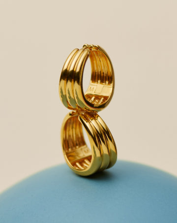 Savi Triple Ridge Hoop Earrings | 18k Gold Vermeil Earrings Missoma 