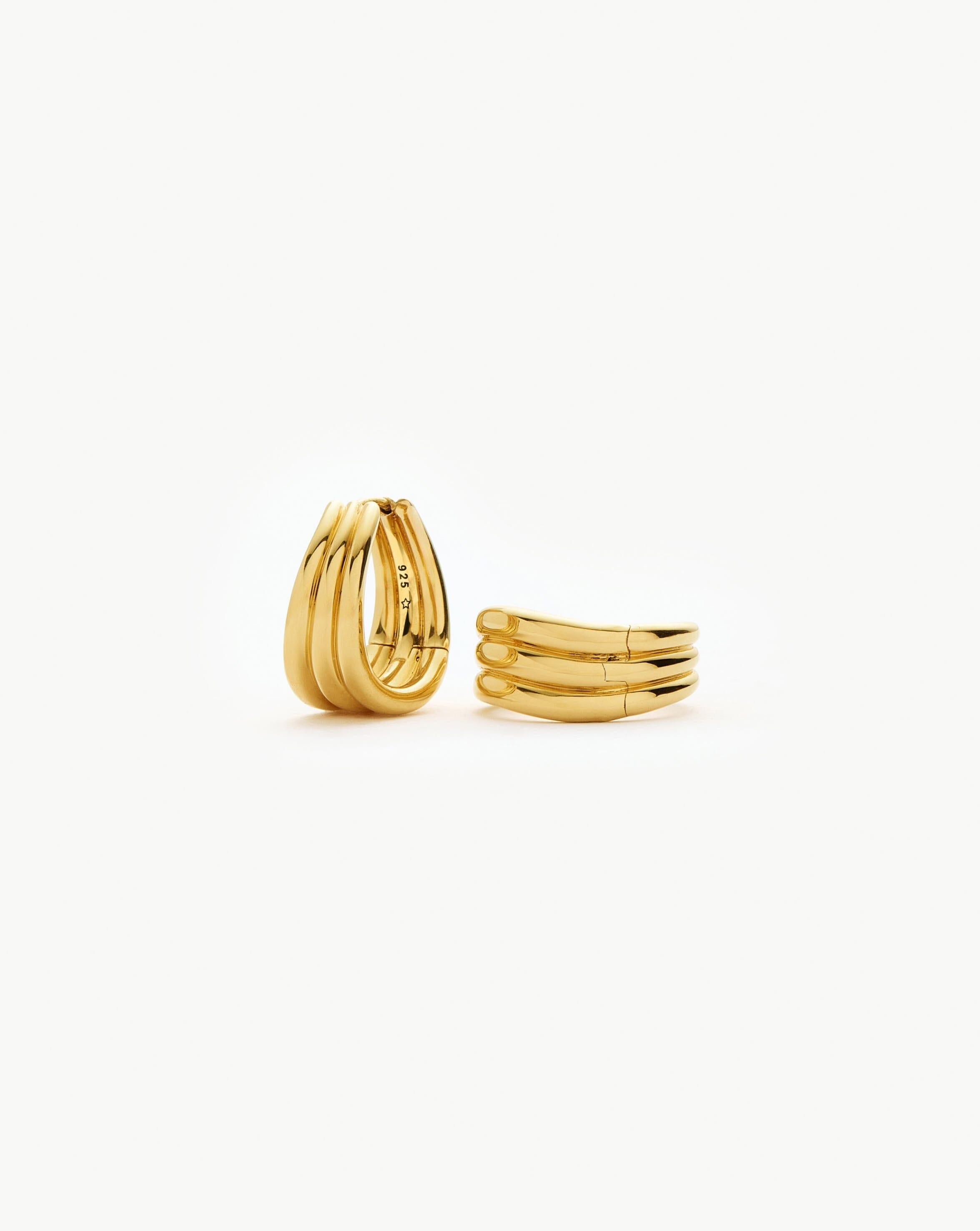 Savi Triple Ridge Hoop Earrings | 18k Gold Vermeil Earrings Missoma 