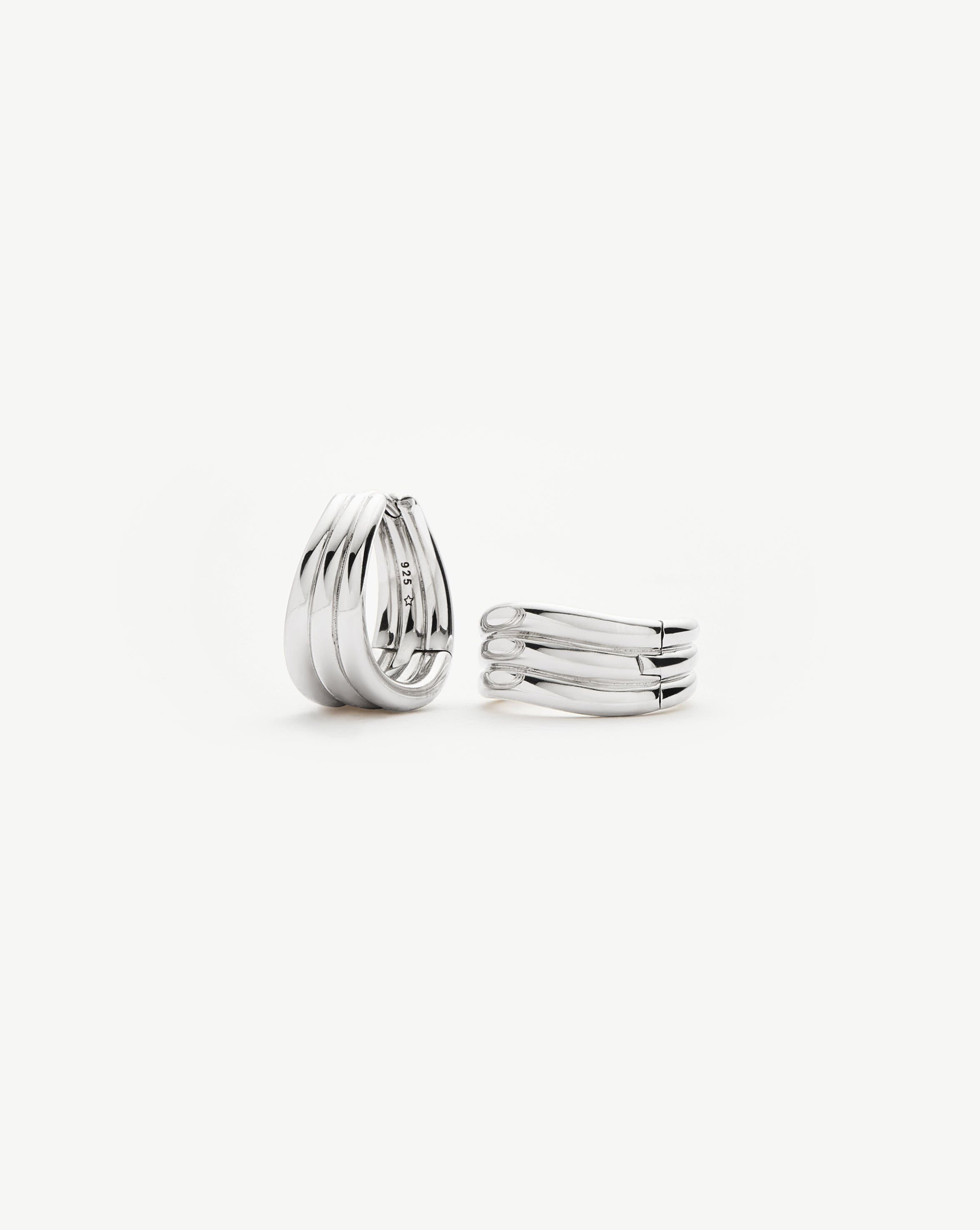 Savi Triple Ridge Hoop Earrings | Sterling Silver Earrings Missoma 