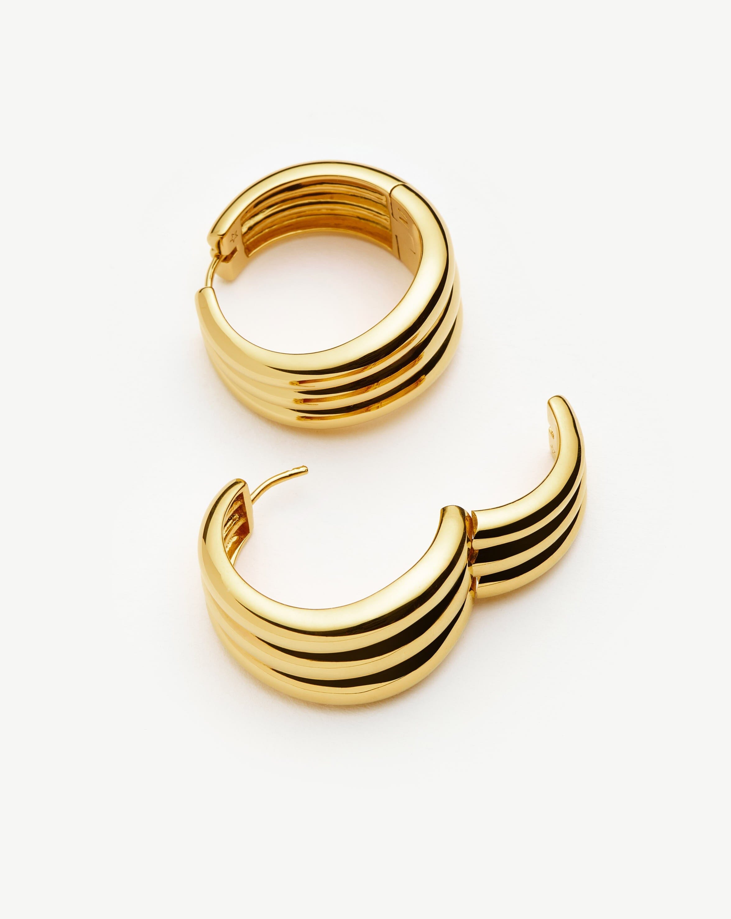 Savi Triple Ridge Large Hoop Earrings | 18k Gold Plated Earrings Missoma 