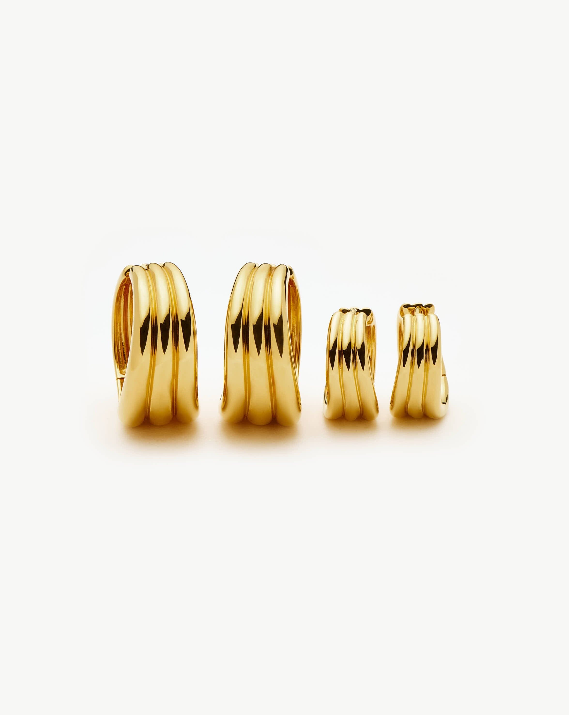 Savi Triple Ridge Large Hoop Earrings | 18k Gold Plated Earrings Missoma 