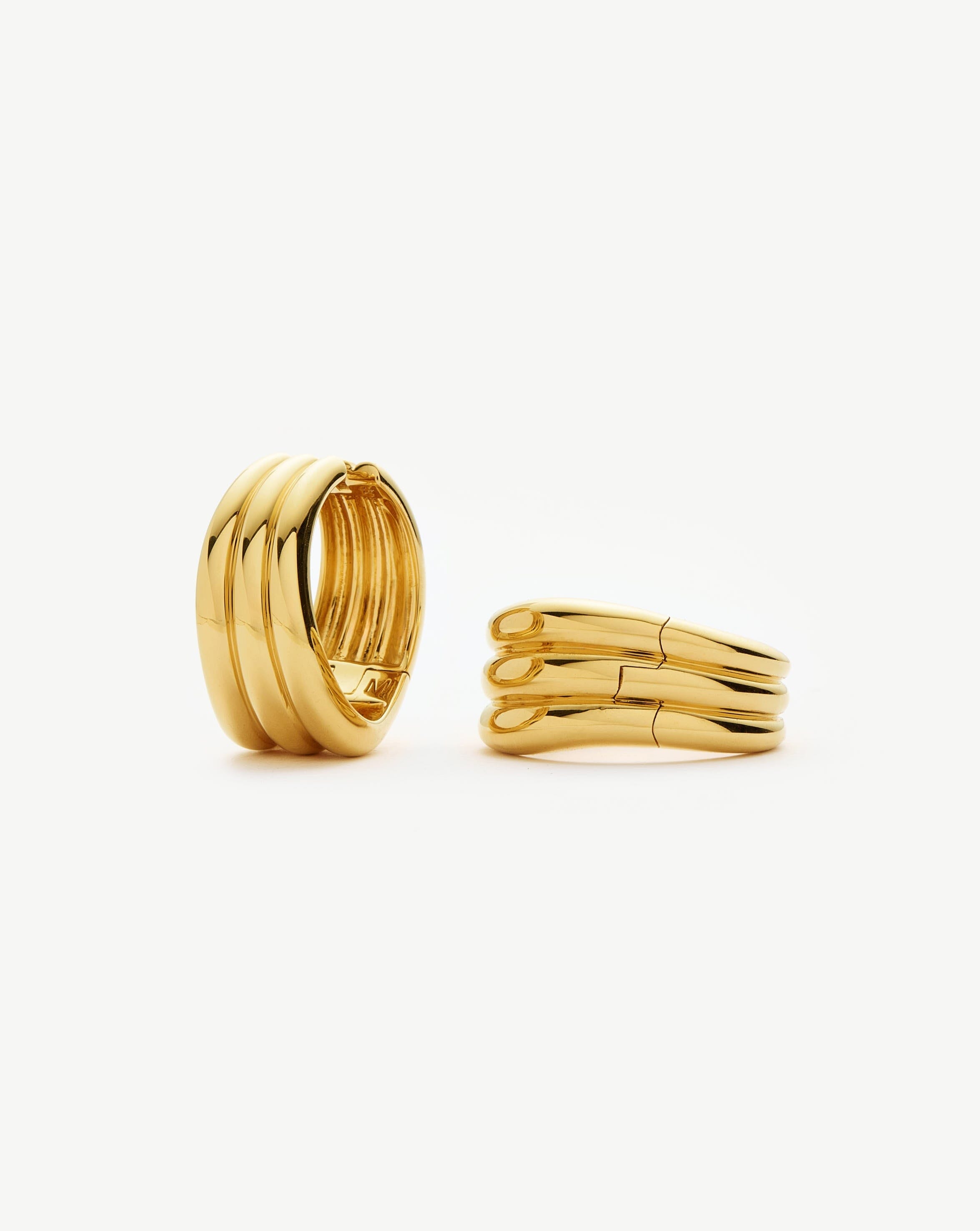 Savi Triple Ridge Large Hoop Earrings | 18k Gold Plated Earrings Missoma 