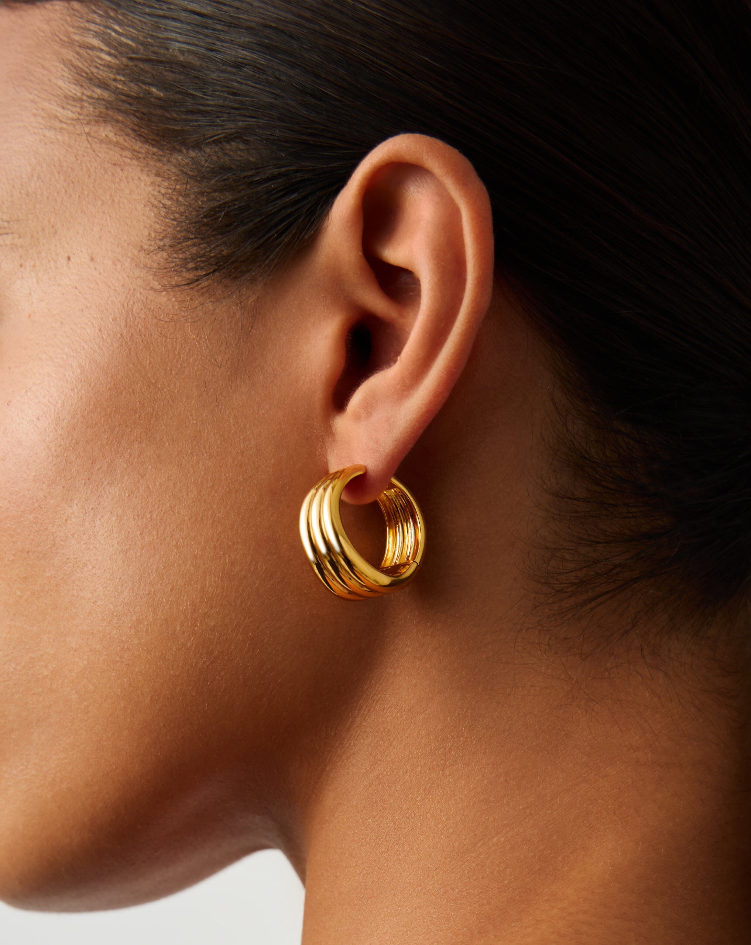 Savi Triple Ridge Large Hoop Earrings | 18k Gold Plated Earrings Missoma 