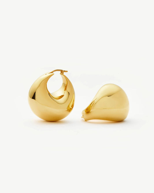 Sculptural Chubby Dome Medium Hoop Earrings | 18k Gold Plated Earrings Missoma 