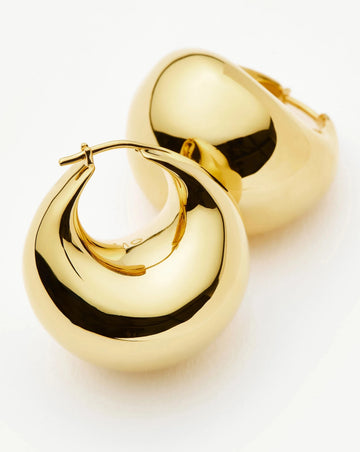 Sculptural Chubby Dome Medium Hoop Earrings | 18k Gold Plated Earrings Missoma 