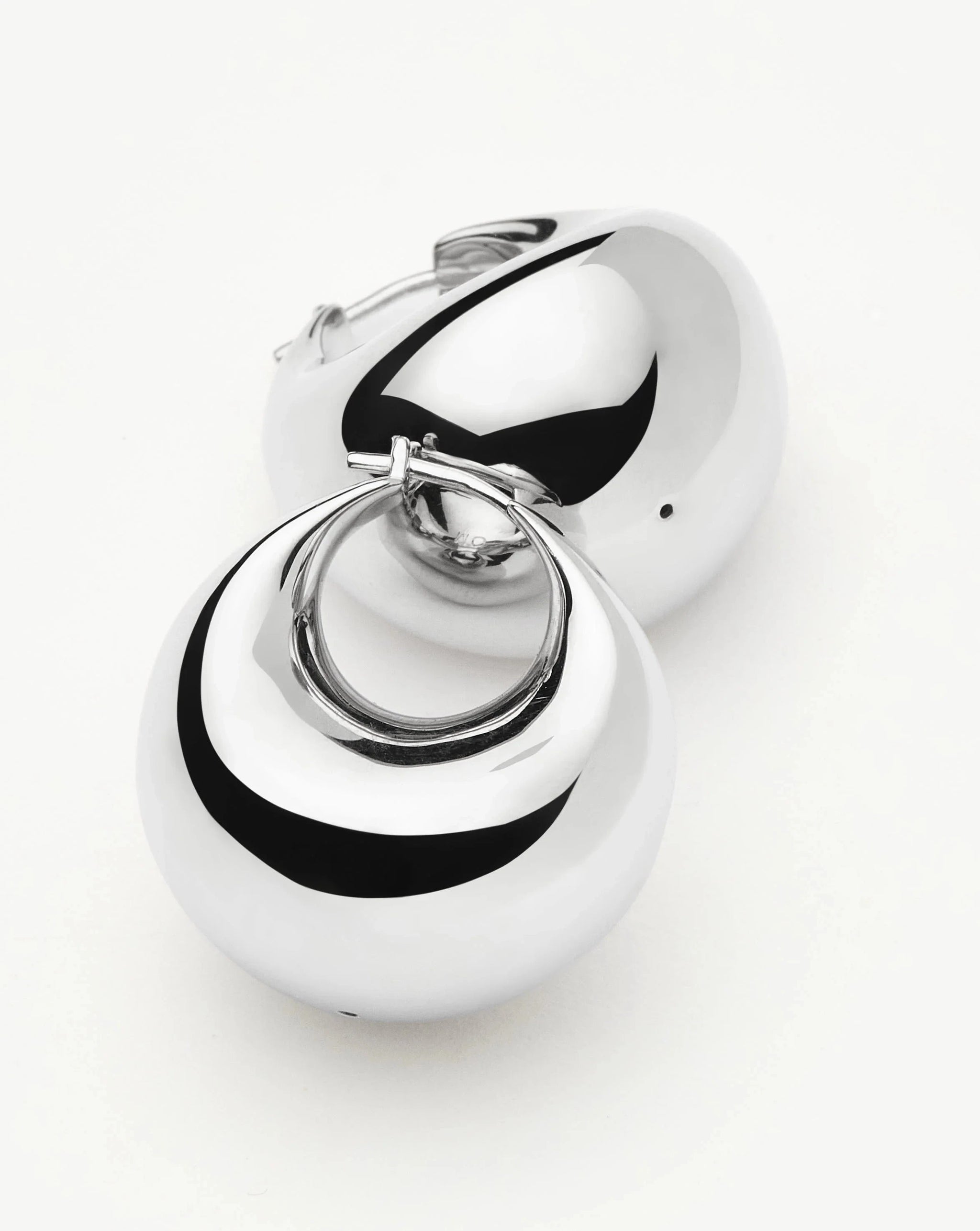 Sculptural Chubby Dome Medium Hoop Earrings | Silver Plated Earrings Missoma 