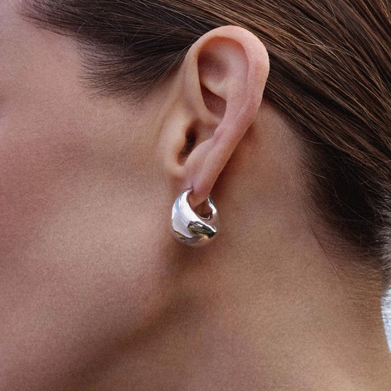 Sculptural Chubby Dome Medium Hoop Earrings | Silver Plated Earrings Missoma 