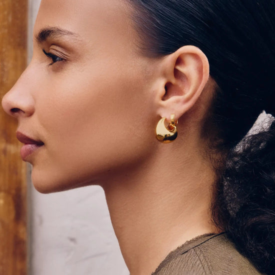 Sculptural Chubby Dome Small Hoop Earrings | 18k Gold Plated Earrings Missoma 