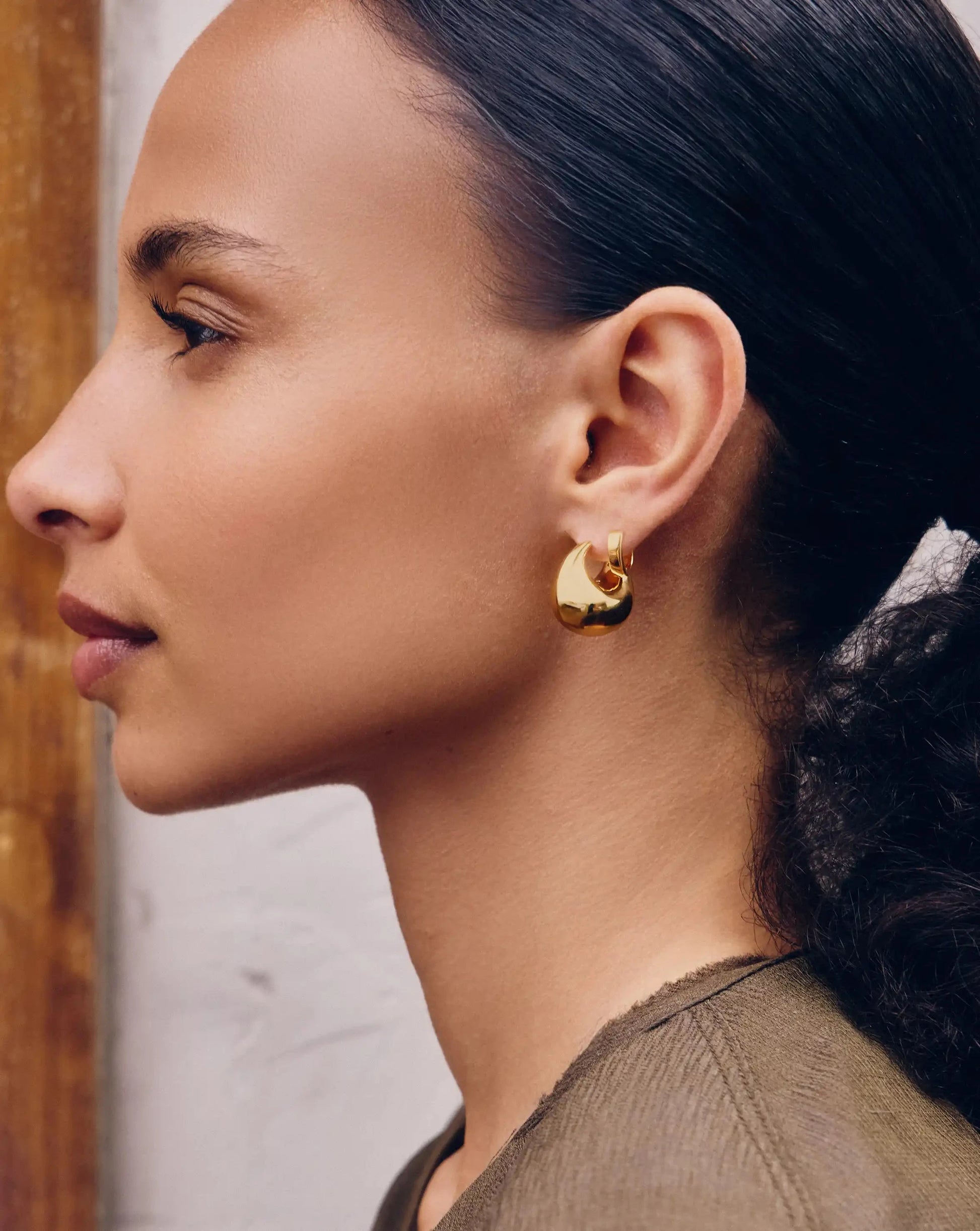 Sculptural Chubby Dome Small Hoop Earrings | 18k Gold Plated Earrings Missoma 