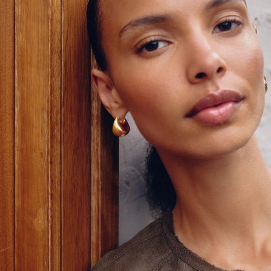 Sculptural Chubby Dome Small Hoop Earrings | 18k Gold Plated Earrings Missoma 