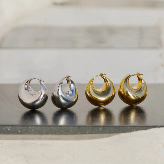 Sculptural Chubby Dome Small Hoop Earrings | 18k Gold Plated Earrings Missoma 