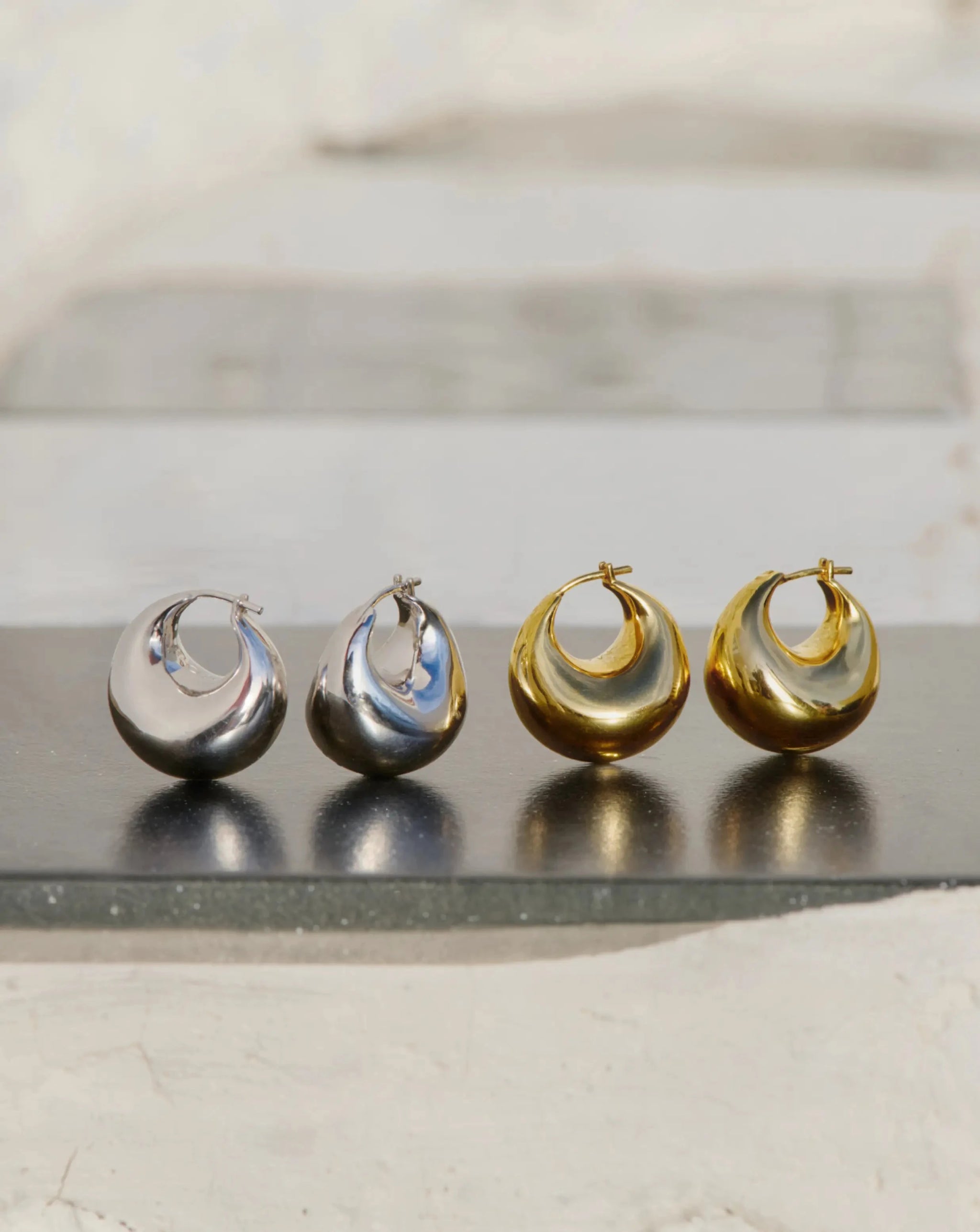 Sculptural Chubby Dome Small Hoop Earrings | 18k Gold Plated Earrings Missoma 