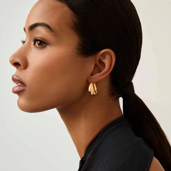 Sculptural Chubby Small Hoop Earrings | 18k Gold Plated Earrings Missoma 