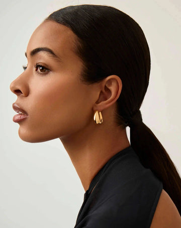Sculptural Chubby Small Hoop Earrings | 18k Gold Plated Earrings Missoma 