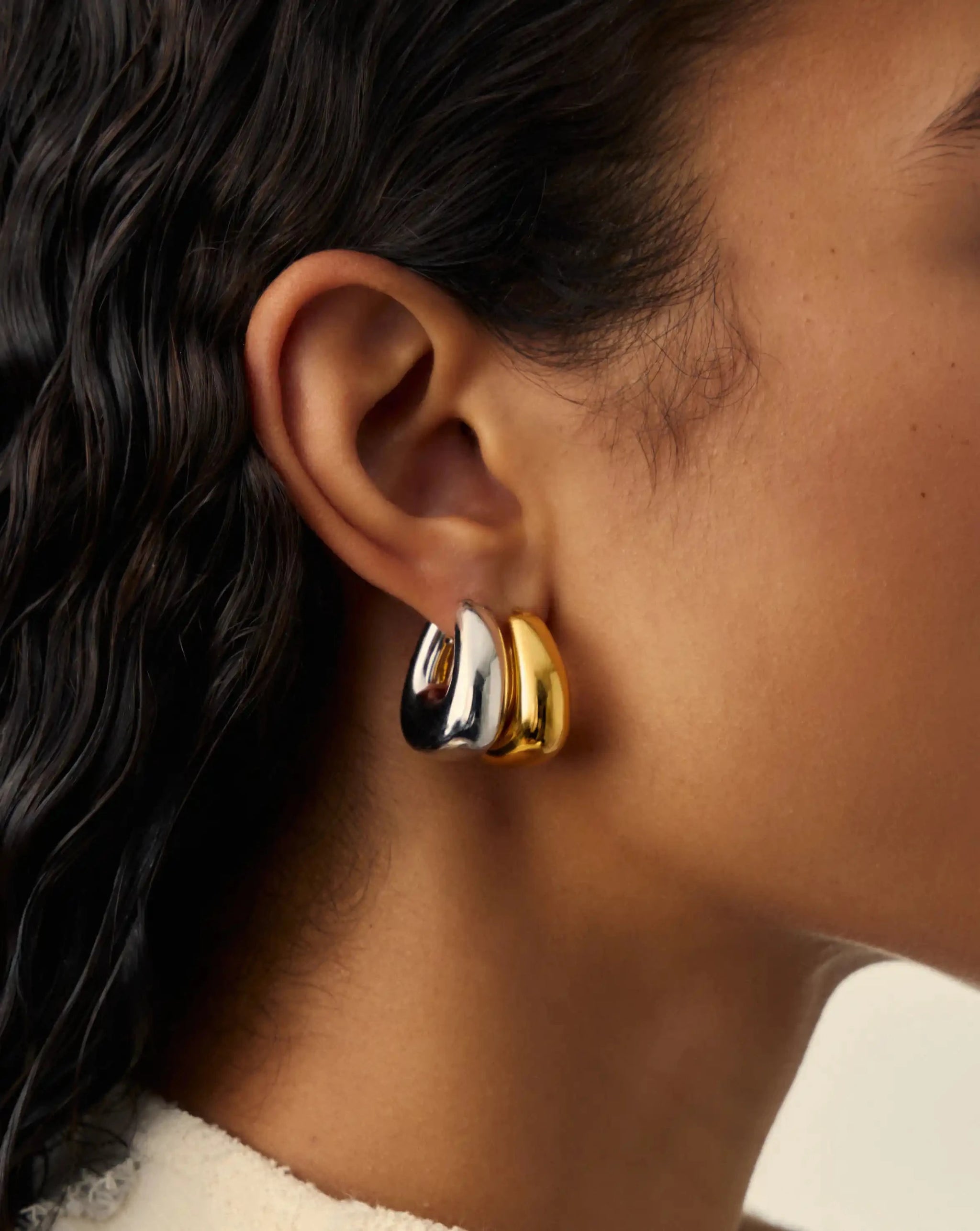 Sculptural Chubby Small Hoop Earrings | 18k Gold Plated Earrings Missoma 