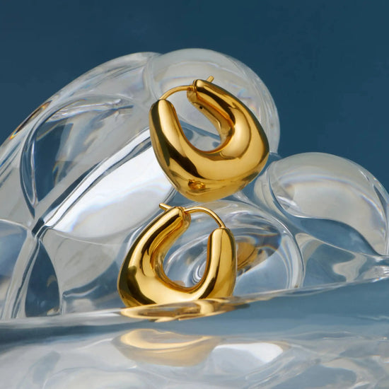 Sculptural Chubby Small Hoop Earrings | 18k Gold Plated Earrings Missoma 