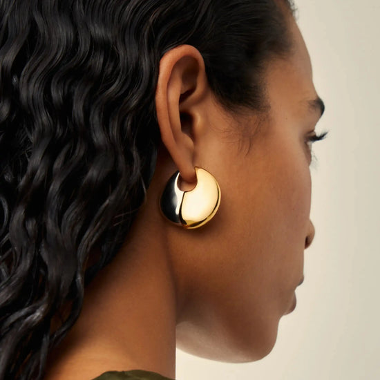 Sculptural Pebble Medium Hoop Earrings | Mixed Metal Earrings Missoma 