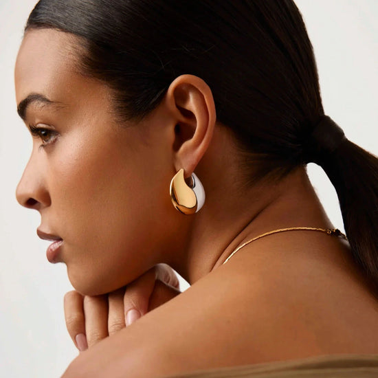 Sculptural Pebble Medium Hoop Earrings | Mixed Metal Earrings Missoma 