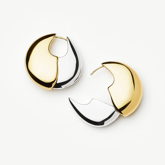 Sculptural Pebble Medium Hoop Earrings | Mixed Metal Earrings Missoma 