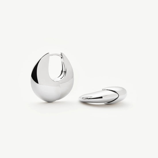 Sculptural Pebble Small Hoop Earrings | Silver Plated Earrings Missoma 