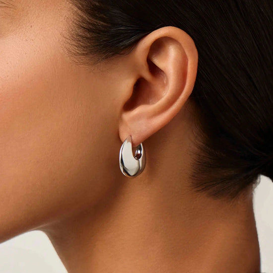 Sculptural Pebble Small Hoop Earrings | Silver Plated Earrings Missoma 