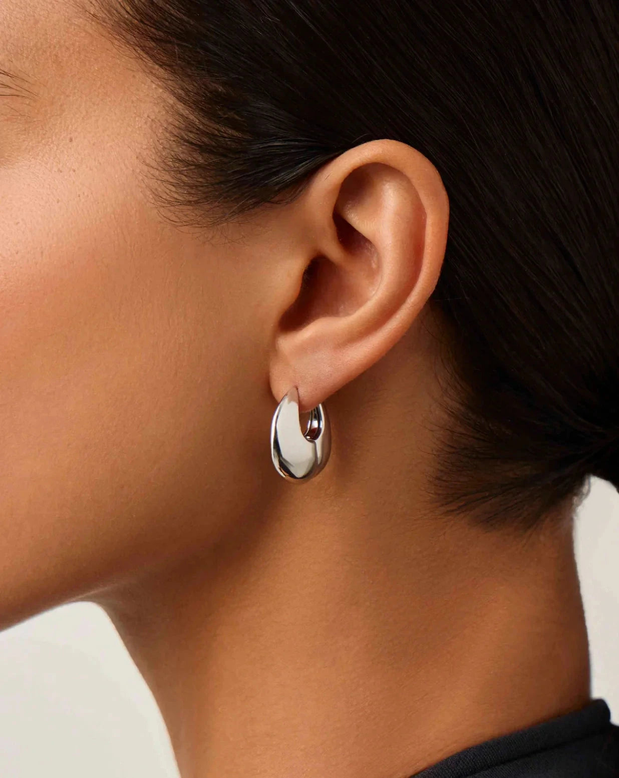 Sculptural Pebble Small Hoop Earrings | Silver Plated Earrings Missoma 