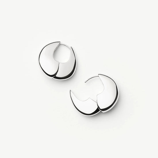 Sculptural Pebble Small Hoop Earrings | Silver Plated Earrings Missoma 