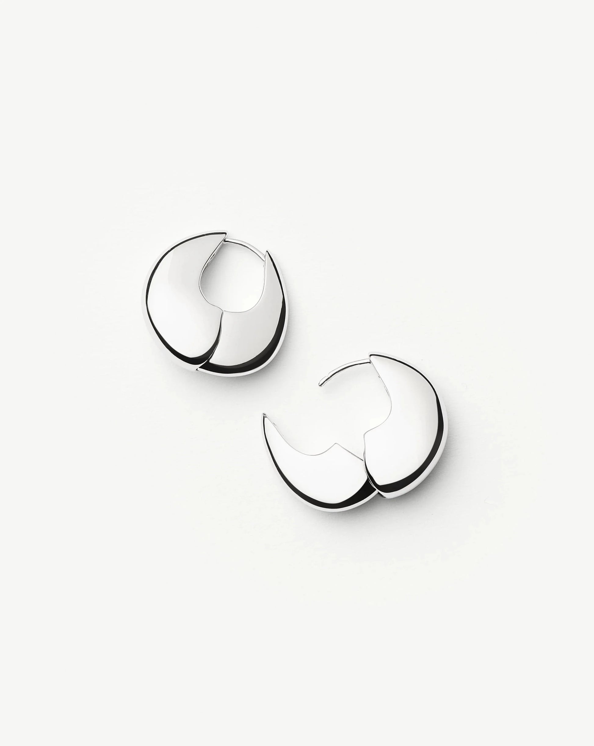 Sculptural Pebble Small Hoop Earrings | Silver Plated Earrings Missoma 