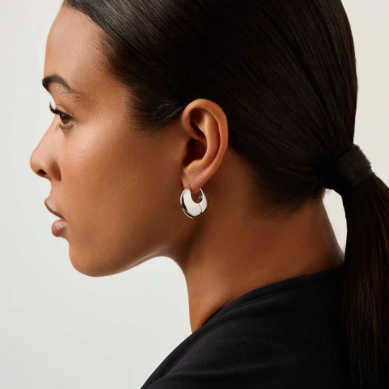 Sculptural Pebble Small Hoop Earrings | Silver Plated Earrings Missoma 