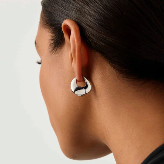 Sculptural Pebble Small Hoop Earrings | Silver Plated Earrings Missoma 