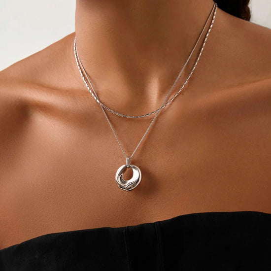 Sculptural Ridge Molten Pendant Necklace | Silver Plated Necklaces Missoma 