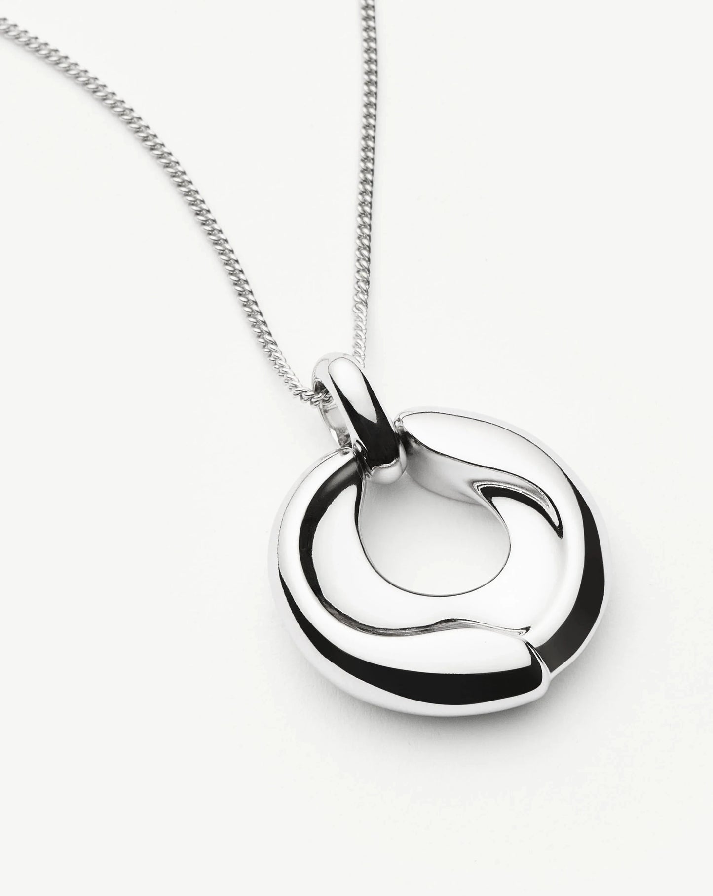 Sculptural Ridge Molten Pendant Necklace | Silver Plated Necklaces Missoma 