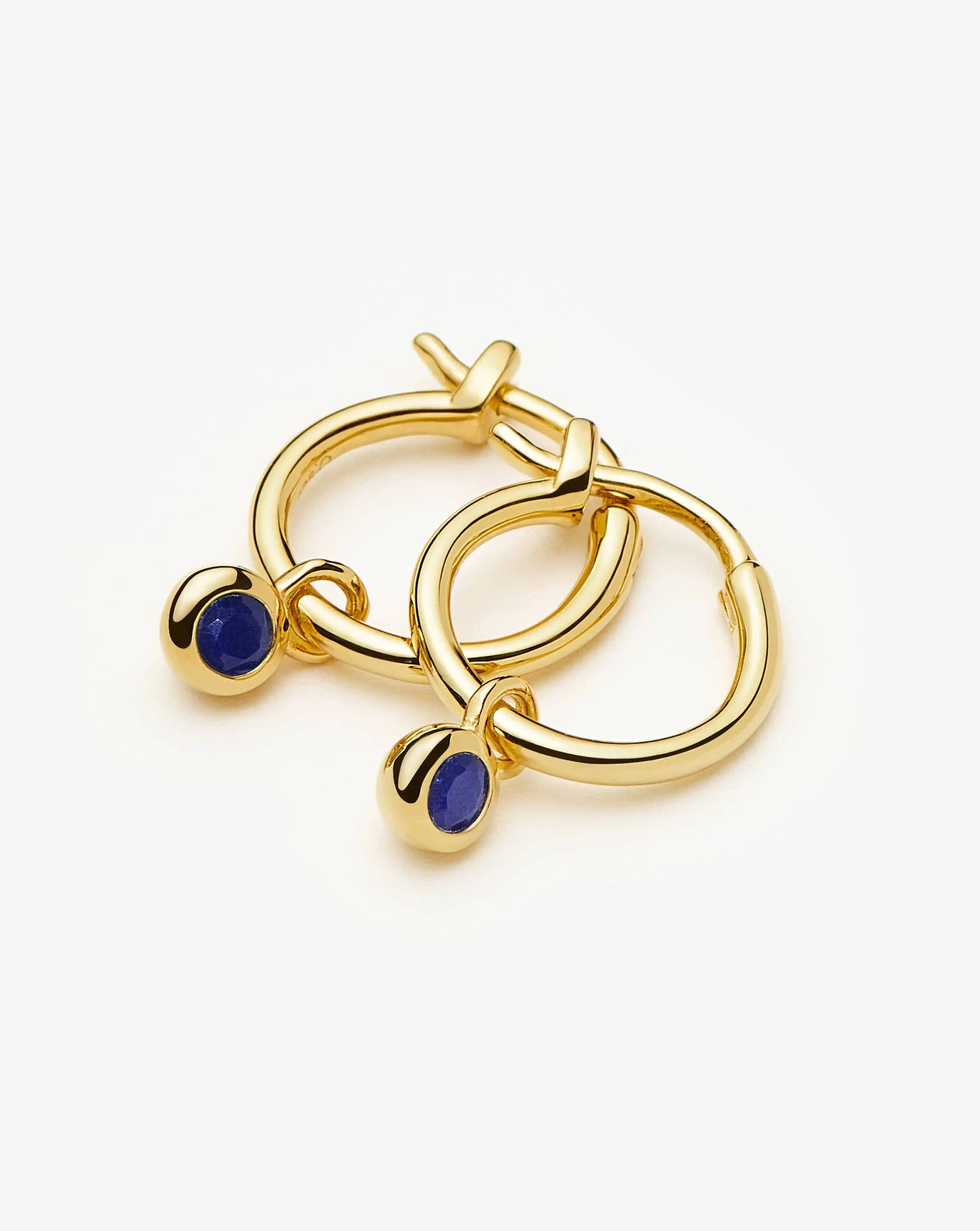 September Birthstone Mini Charm Hoop Earrings | 18k Gold Vermeil/Lapis Earrings Missoma 
