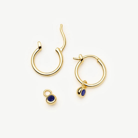 September Birthstone Mini Charm Hoop Earrings | 18k Gold Vermeil/Lapis Earrings Missoma 