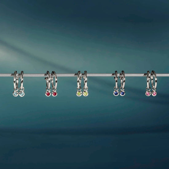 September Birthstone Mini Charm Hoop Earrings | Sterling Silver/Lapis Earrings Missoma 