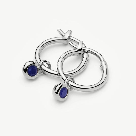 September Birthstone Mini Charm Hoop Earrings | Sterling Silver/Lapis Earrings Missoma 