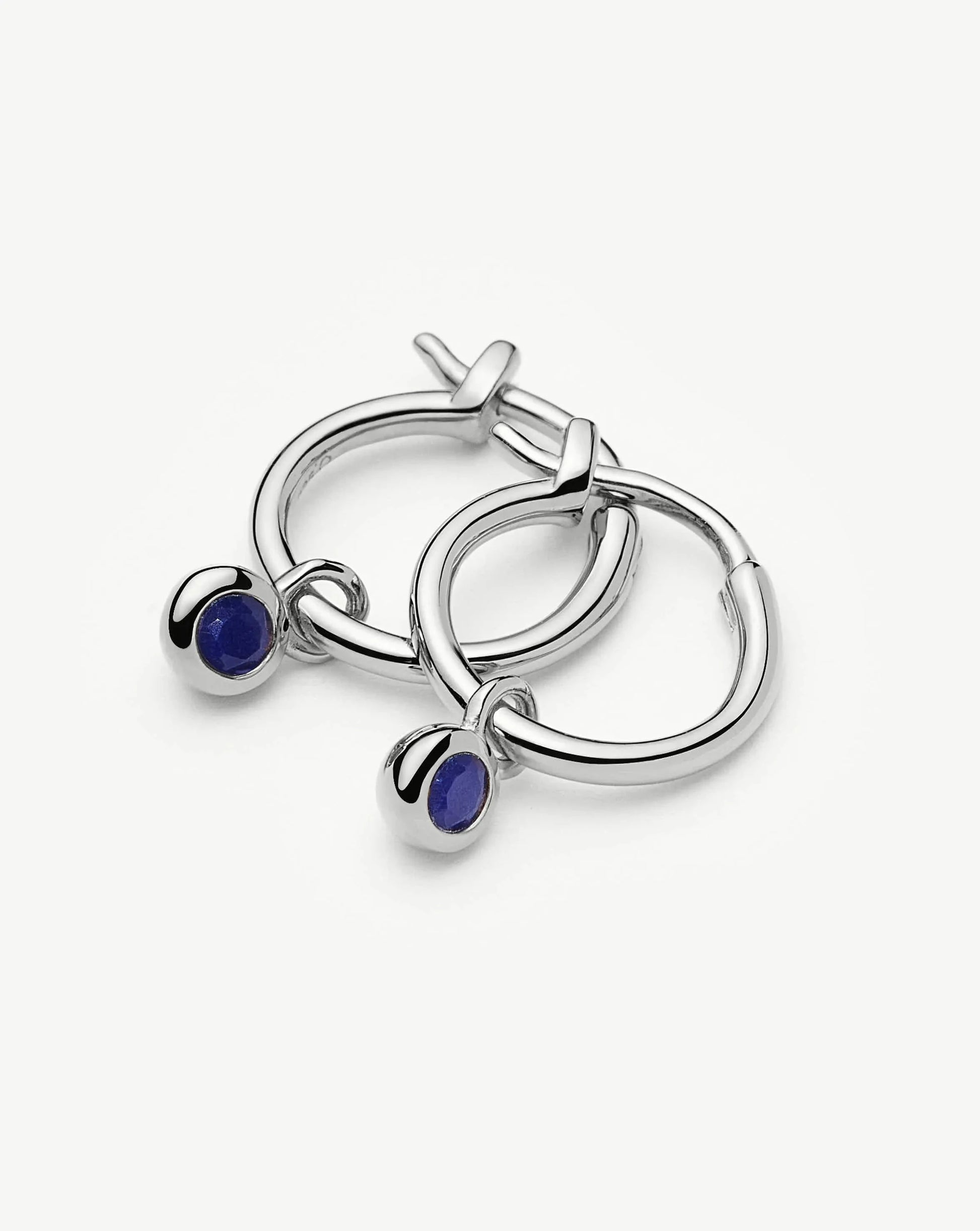 September Birthstone Mini Charm Hoop Earrings | Sterling Silver/Lapis Earrings Missoma 
