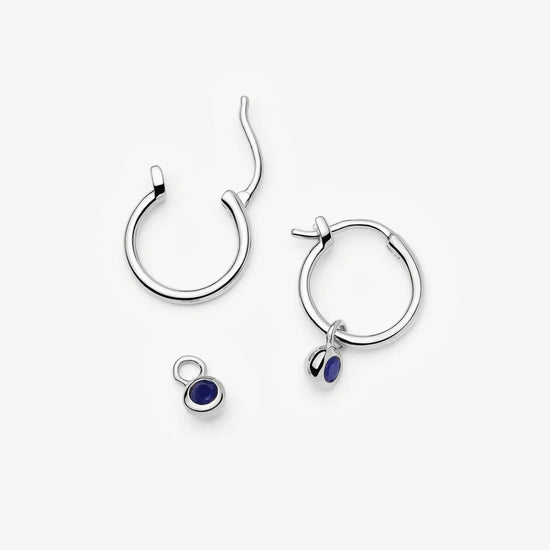 September Birthstone Mini Charm Hoop Earrings | Sterling Silver/Lapis Earrings Missoma 