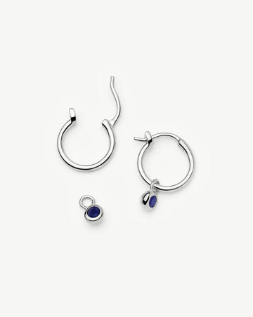 September Birthstone Mini Charm Hoop Earrings | Sterling Silver/Lapis Earrings Missoma 