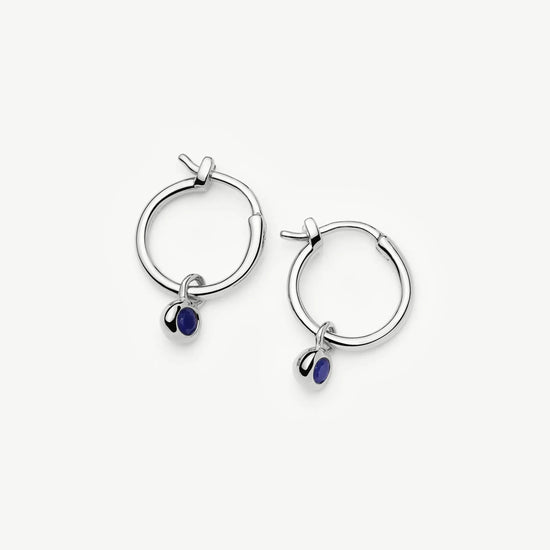 September Birthstone Mini Charm Hoop Earrings | Sterling Silver/Lapis Earrings Missoma 