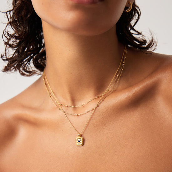 September Birthstone Necklace & Charm Earrings Set | 18k Gold Vermeil/Lapis Necklaces Missoma 