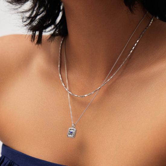 September Birthstone Necklace & Charm Earrings Set | Sterling Silver/Lapis Necklaces Missoma 