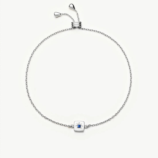 September Birthstone Slider Bracelet | Silver Plated/Lapis Bracelets Missoma 