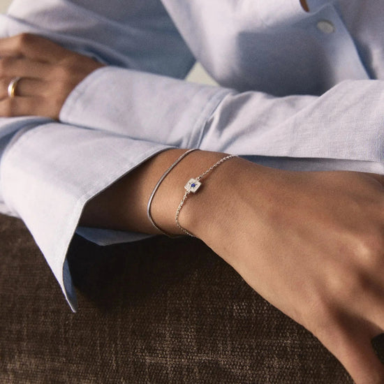 September Birthstone Slider Bracelet | Silver Plated/Lapis Bracelets Missoma 